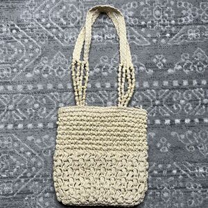 Cappelli Straworld Straw Purse Shoulder Bag Two Strap Beading Throughout Zip